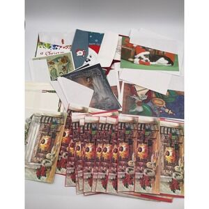 Lot of 30+ Vtg and New Christmas greeting card + stationary lot
